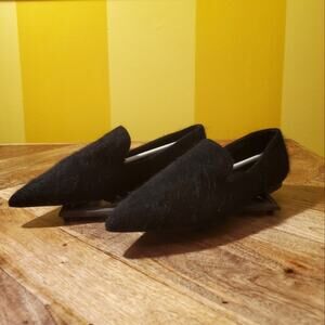 NIB POL Black Fuzzy Mohair Loafer Sz 6